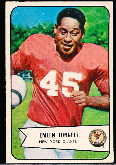 1954 Bowman Football- #102 Emlen Tunnell, Giants- Two L’s in Tunnell