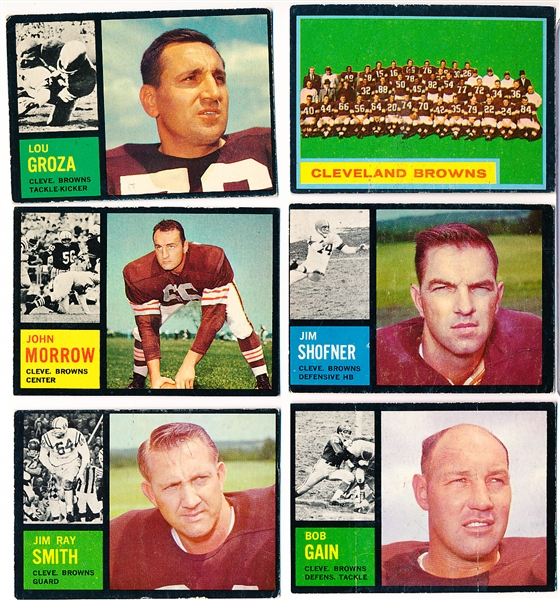 1962 Topps Fb- 6 Diff Cleveland Browns