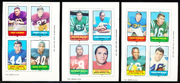 1969 Topps Fb 4 in 1’s- 6 Diff