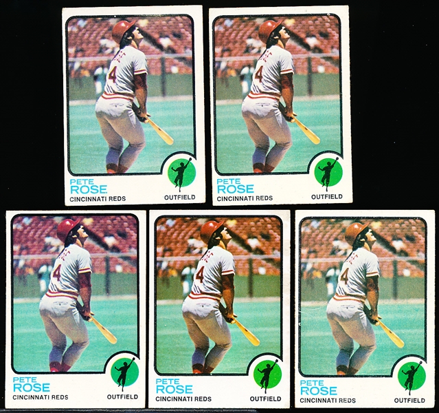 1973 Topps Baseball- #130 Pete Rose, Reds- 5 Cards