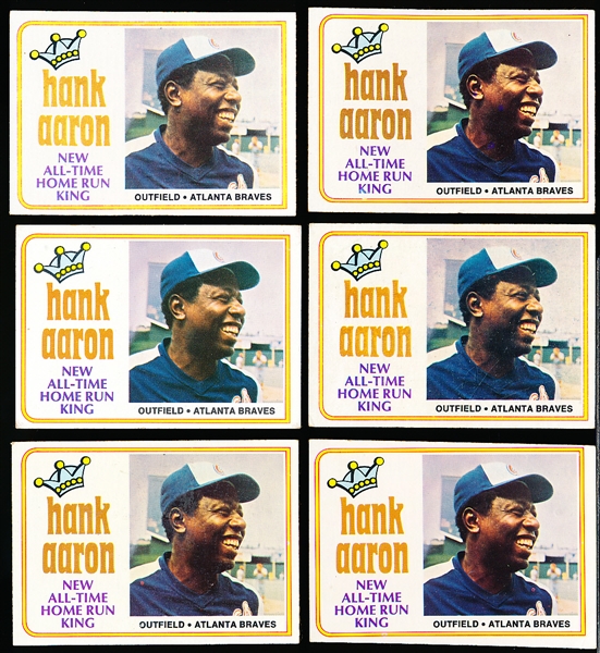 1974 Topps Bb- #1 Hank Aaron- 6 Cards