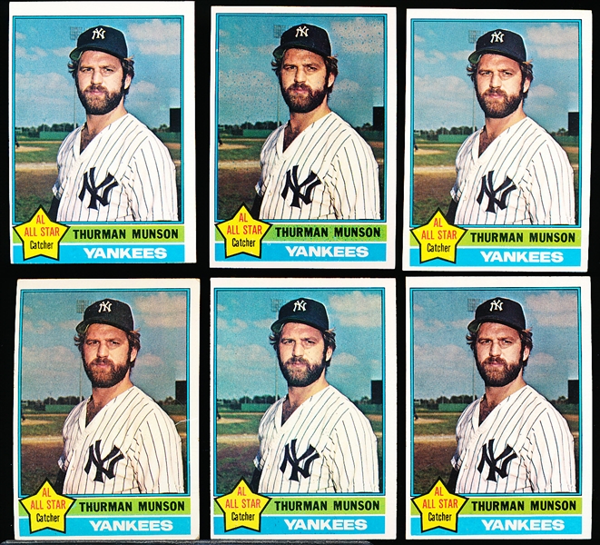 1976 Topps Bb- #650 Thurman Munson, Yankees- 5 Cards