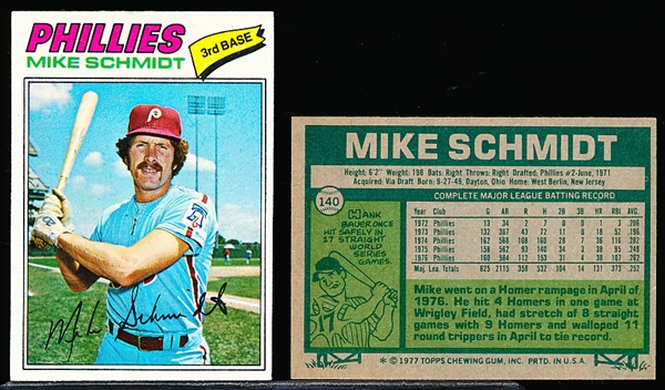 1977 Topps Bb- #140 Mike Schmidt, Phillies- 8 Cards