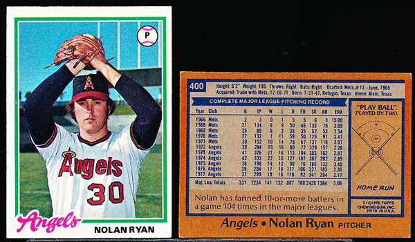 1978 Topps Bb- #400 Nolan Ryan, Angels- 7 Cards