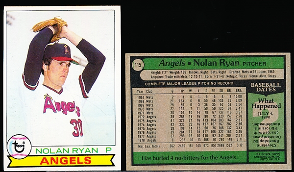 1979 Topps Baseball- #115 Nolan Ryan, Angels- 6 Cards