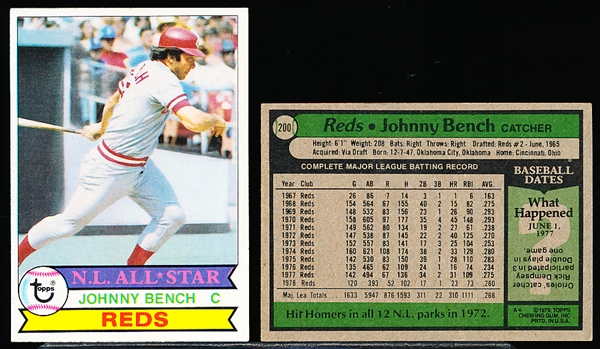 1979 Topps Baseball- #200 Johnny Bench, Reds- 58 Cards