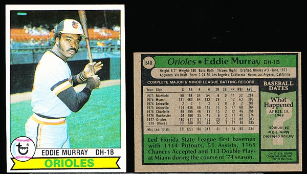 1979 Topps Bb- #640 Eddie Murray, Orioles- 10 Cards