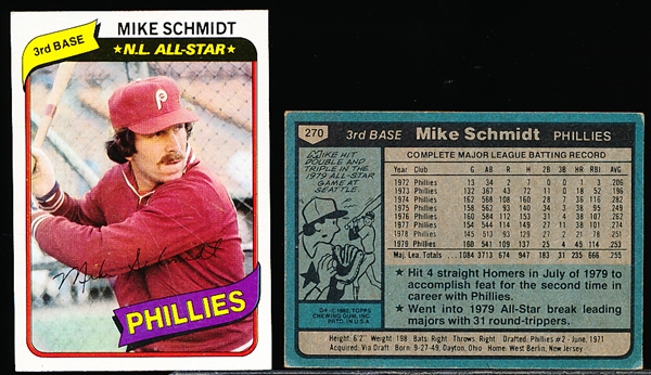 1980 Topps Bb- #270 Mike Schmidt, Phillies- 45 Cards