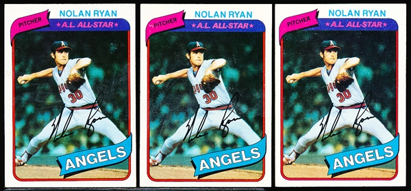 1980 Topps Baseball- #580 Nolan Ryan- 6 Cards