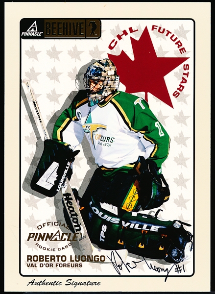 1997-98 Pinnacle Beehive Hockey “Authentic Signature” #69 Roberto Luongo, Val D’Or Foreurs, CHL