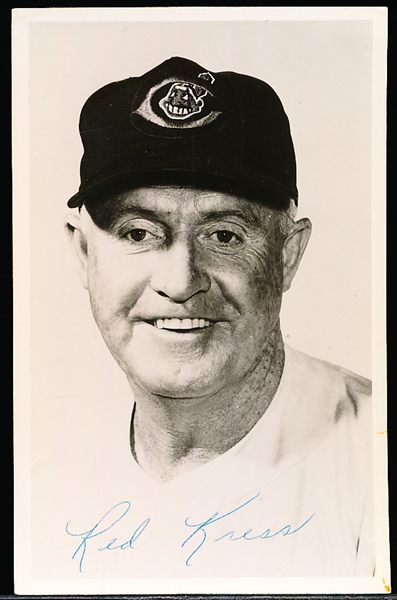 Autographed 8/27/56 Cleveland Indians Team Issued Postcard- Red Kress