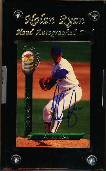 Autographed 1994 Signature Rookies Draft Pick Bsbl. “Flip Card”- Nolan Ryan, Rangers