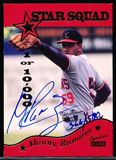 Autographed 1995 Signature Rookies Bsbl. “Star Squad” #10 Manny Ramirez, Indians