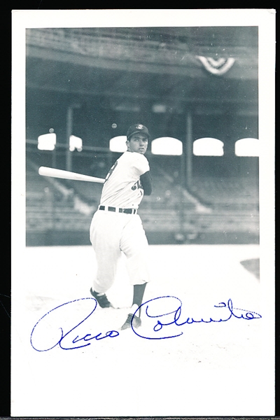 Autographed Rocky “Rocco” Colavito Cleveland Indians MLB B/W Photo Postcard