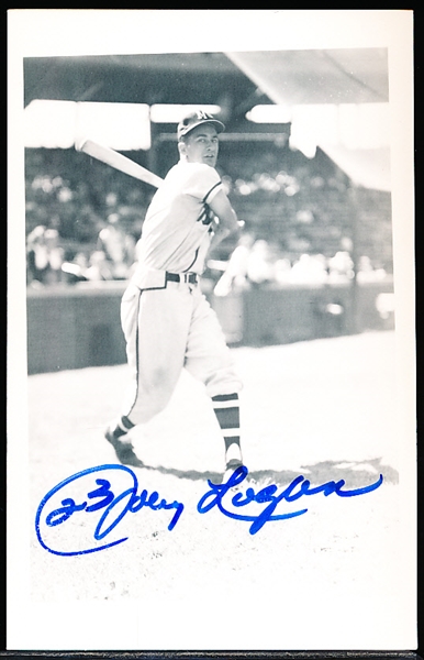 Autographed Johnny Logan Milwaukee Braves MLB B/W Photo Postcard