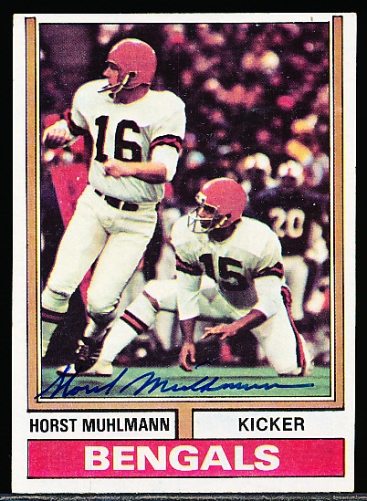 Autographed 1974 Topps Ftbl. #465 Horst Muhlmann, Bengals