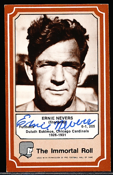 Autographed 1975 Fleer The Immortal Roll Ftbl. #19 Ernie Nevers