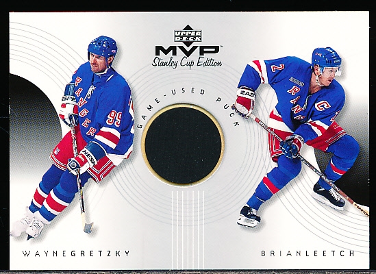 1999-00 Upper Deck MVP Stanley Cup Edition Hockey “Great Combinations Relic” #GC-GL Wayne Gretzky/Brian Leetch