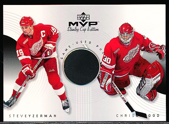 1999-00 Upper Deck MVP Stanley Cup Edition Hockey “Great Combinations Relic” #GC-YL Steve Yzerman/Chris Osgood