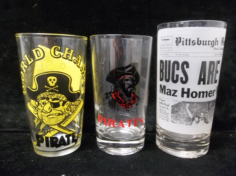 Three Diff. 1960’s? Pittsburgh Pirates Drinking Glasses