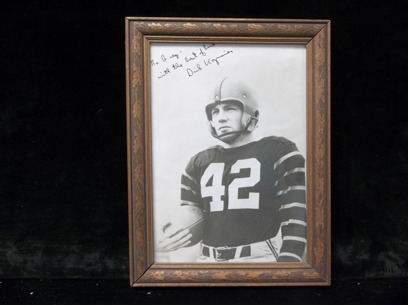 Autographed Dick Kazmaier Framed B & W Princeton Football Picture