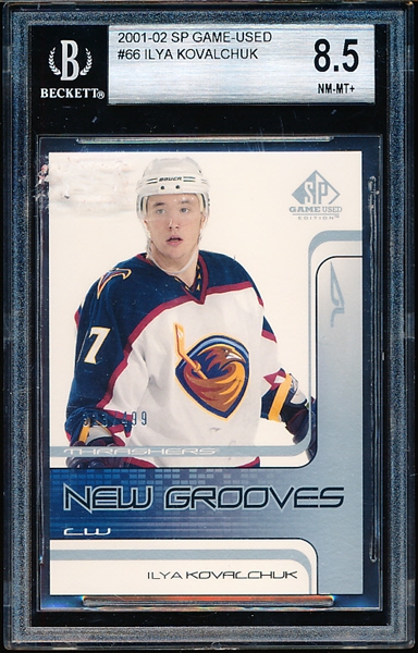 2001-02 SP Game Used Hockey- #66 Ilya Kovalchuk RC, Thrashers- #323/499- Beckett Graded NM-MT+ 8.5