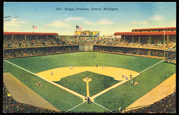 7/7/49 Postmarked United News Co. “235, OC-H983: Briggs Stadium, Detroit, Michigan” Linen Postcard