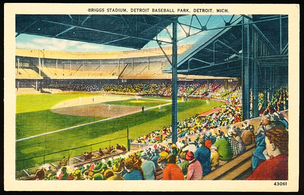 “43061: Briggs Stadium, Detroit Baseball Park, Detroit, Mich.” Linen Postcard