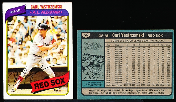 1980 Topps Baseball- #720 Carl Yastrzemski, Red Sox- 20 Cards