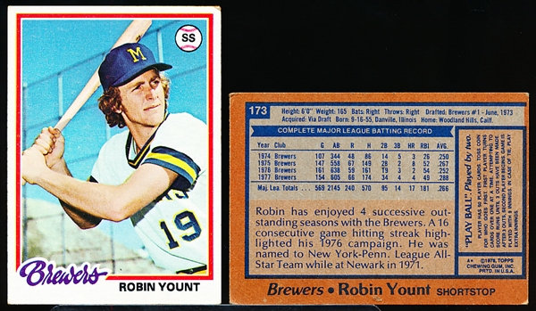 1978 Topps Bb- #173 Robin Yount, Brewers- 11 Cards