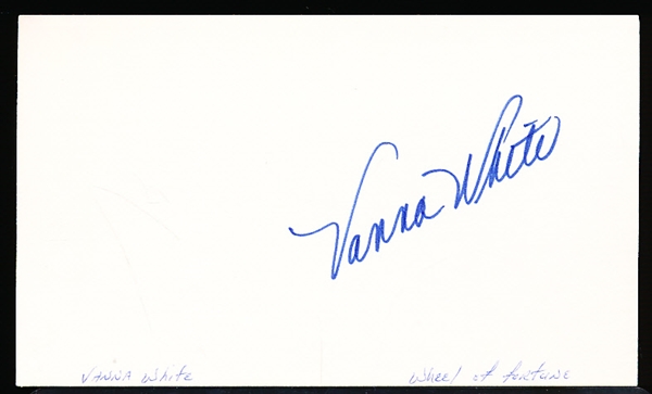 Autographed Vanna White TV Personality/Actress Index Card