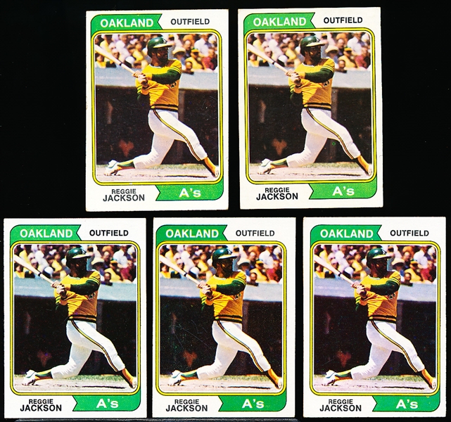 1974 Topps Bb- #130 Reggie Jackson, A’s- 5 Cards