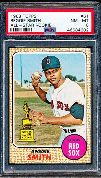 1968 Topps Baseball- #61 Reggie Smith, Red Sox- PSA NM-MT 8