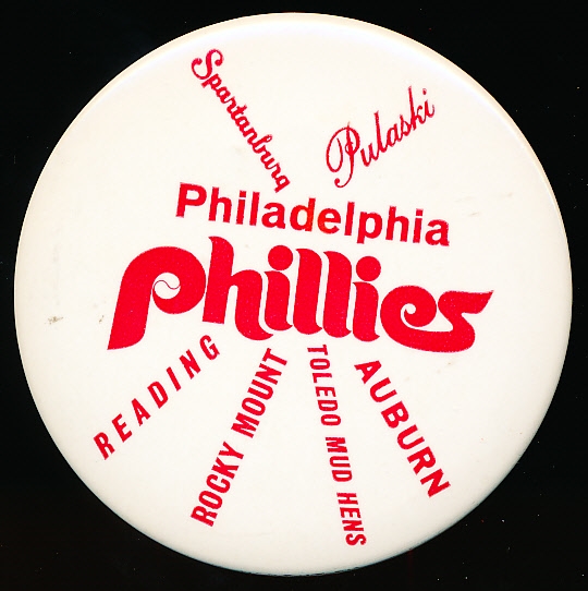 1974-75 Philadelphia Phillies Organizational Affiliates 3-1/2” Pin