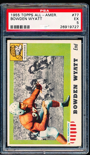 1955 Topps All American Football- #77 Bowden Wyatt, Tennessee- PSA Ex 5