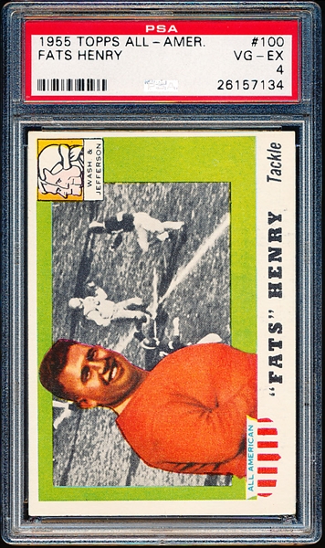 1955 Topps All American Football- #100 Fats Henry, Wash & Jefferson- PSA Vg-Ex 4 