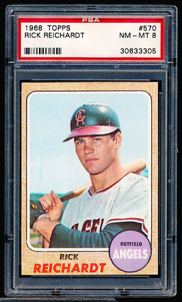 1968 Topps Baseball- #570 Rick Reichardt, Angels- PSA NM-Mt 8