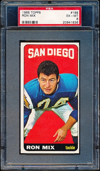 1965 Topps Football- #168 Ron Mix, San Diego- PSA Ex-Mt 6