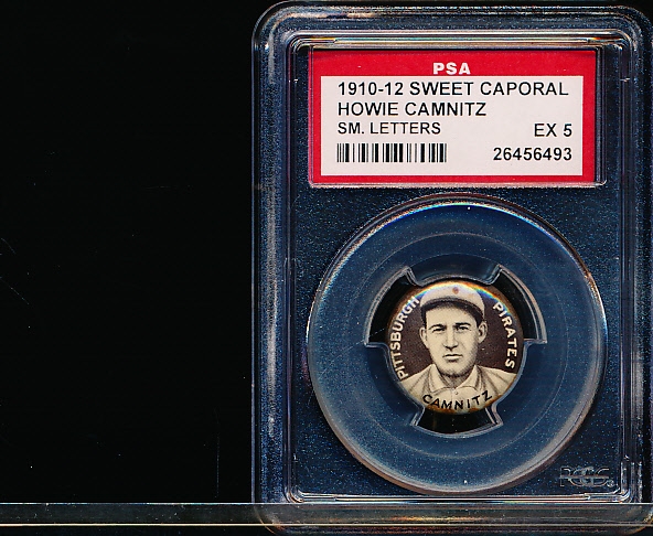 1910-12 Sweet Caporal Baseball Pin- Howie Camnitz, Pirates- Small Letter version- PSA Ex 5 