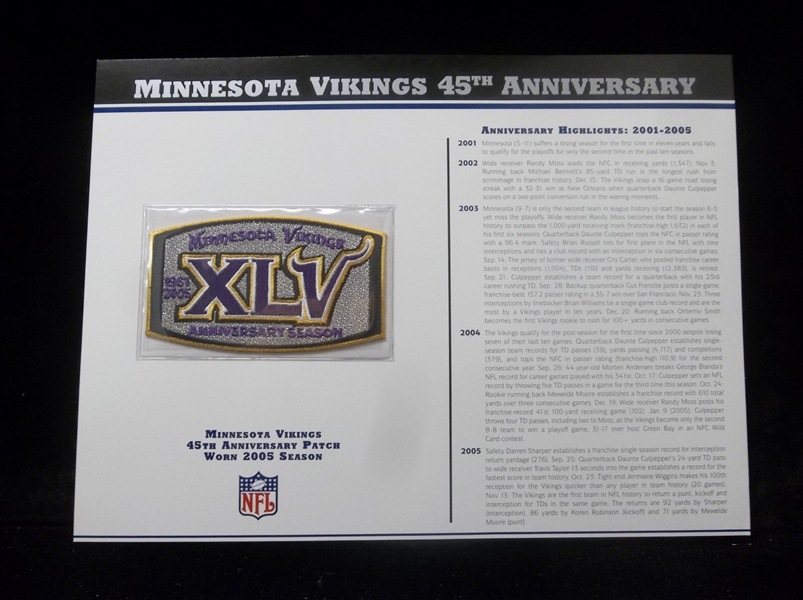 Willabee & Ward Minnesota Vikings 45th Anniversary Patch