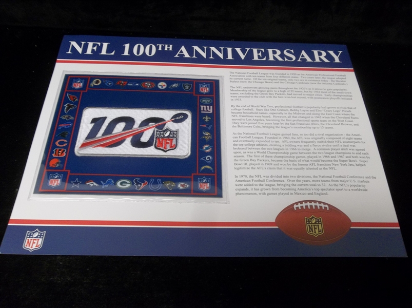 NFL 100th Anniversary Willabee & Ward Patch