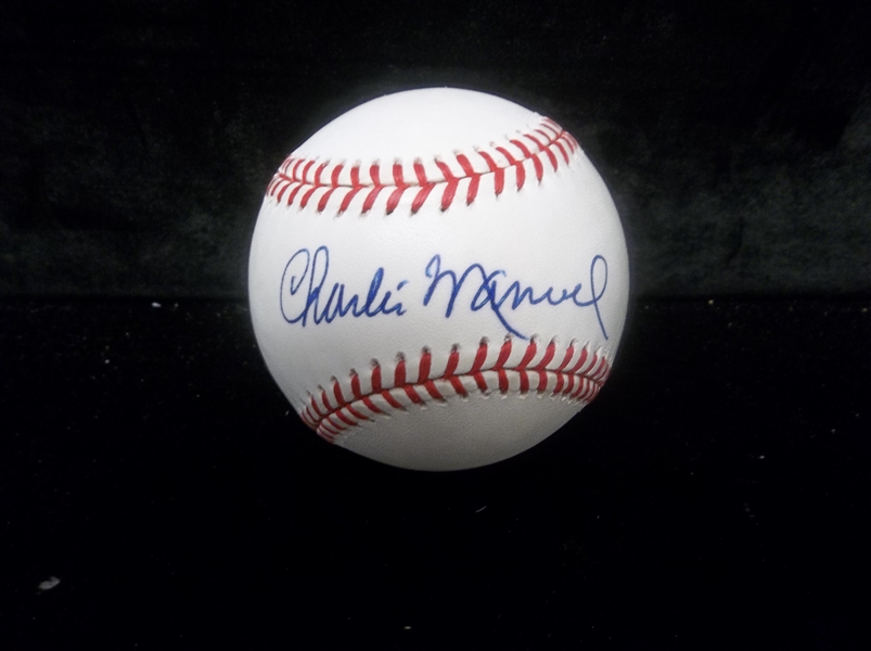 Autographed Charlie Manuel Rawlings Official MLB Baseball