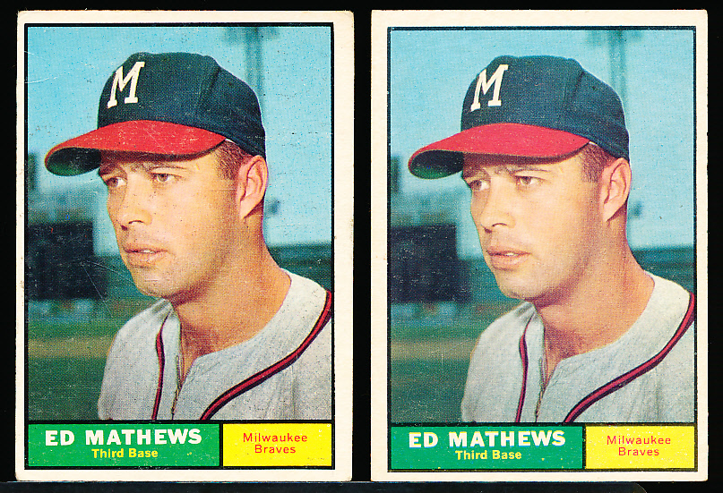 Lot Detail - 1961 Topps Baseball- #120 Ed Mathews, Braves- 2 Cards