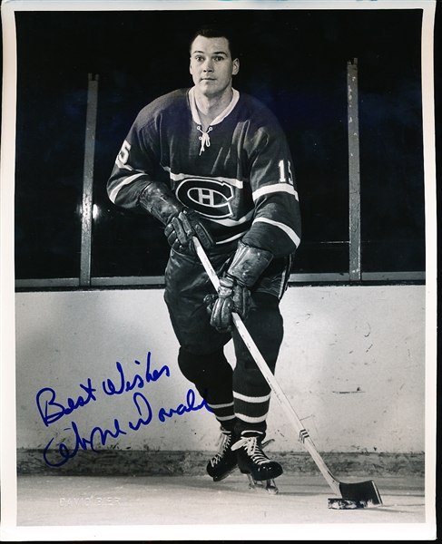 Autographed Ab McDonald Montreal Canadiens David Bier Studios Accredited 8x10 B & W Photo