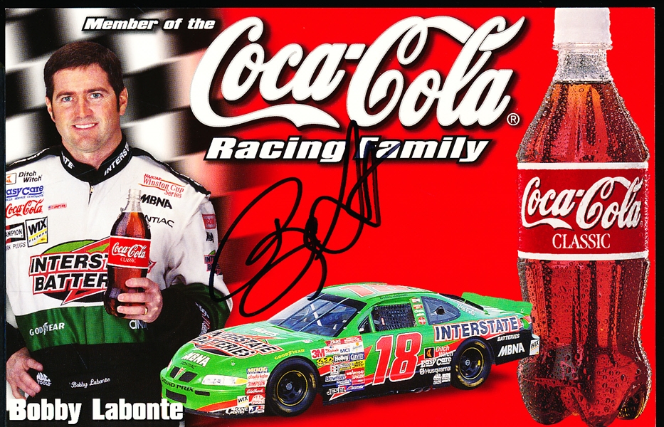 Autographed 1999 Coca Cola Racing Family NASCAR Racing Color 5-½” x 8- ½” Handout- #18 Car Bobby Labonte