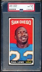 1965 Topps Football- #166 Paul Lowe, San Diego- PSA NM-Mt 8