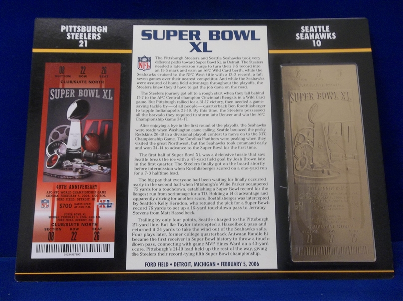 super bowl xl champion 22kt gold football cards