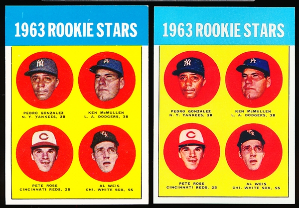 Two Reprinted/ Counterfeit 1963 Topps Pete Rose Rookies