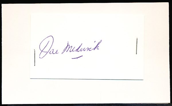 Autographed Joe Medwick MLB Cut Signature Stapled to an Index Card