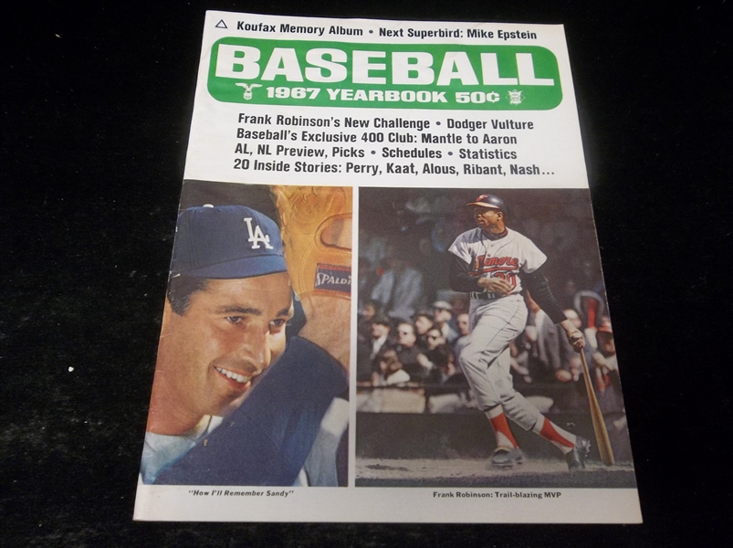 1967 Baseball Yearbook by Poplar Library Inc.- Sandy Koufax (Dodgers)/ Frank Robinson (Orioles) Cover